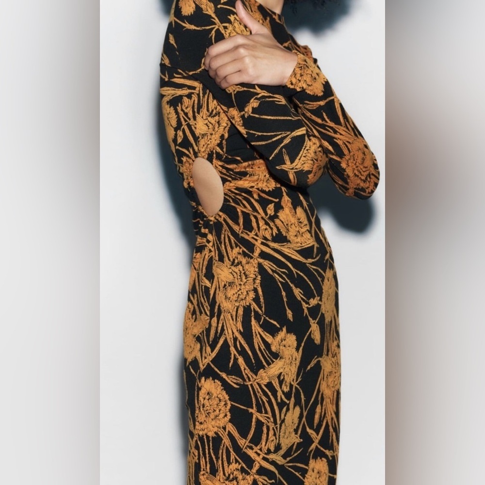 Zara | Dresses | Nwt Zara Woman Cut Out Jacquard Floral - New - Picture 4 of 8